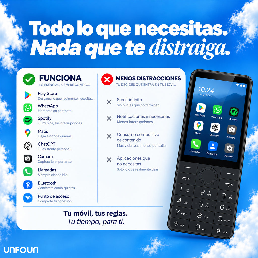 Unfoun™ - El móvil que te ayuda a recuperar tu tiempo.
